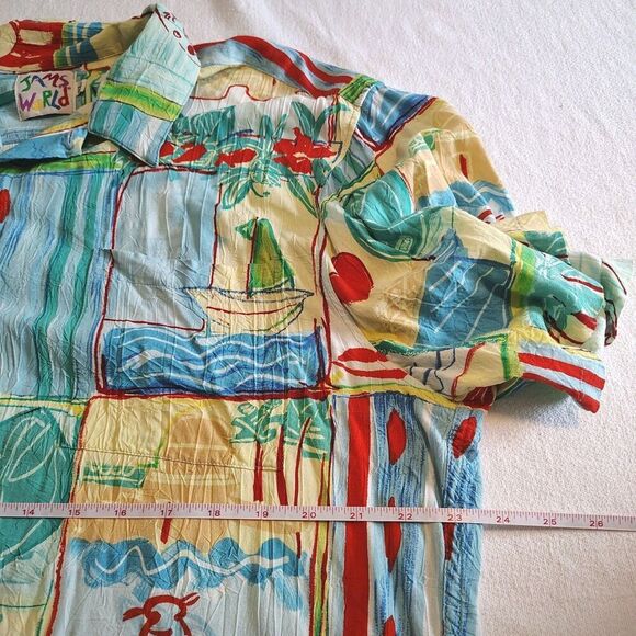VTG Jams World Mens XL Hawaiian Aloha Shirt Abstract Art Print Bright Colorful - Picture 5 of 9
